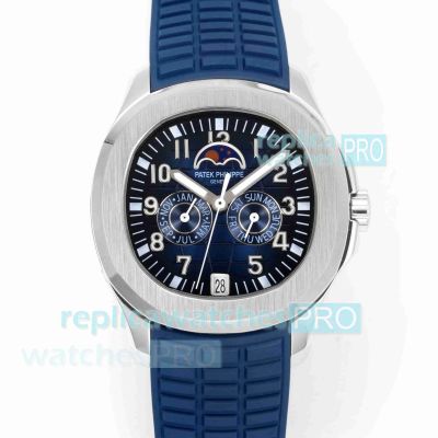 Swiss Copy Patek Philippe Aquanaut Luce 5261 Annual Calendar Blue Rubber Strap Watch 